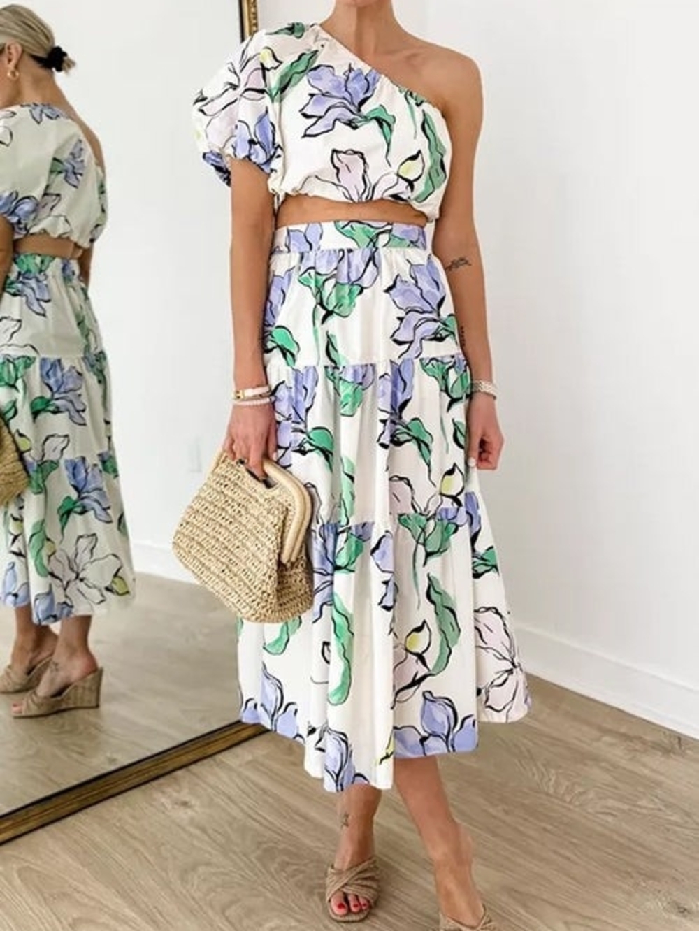 a new day Lavender Floral Skirt